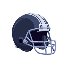 Fototapeta premium American Football Helmet Isolated Icon Dark Blue with White Stripes and Face Mask