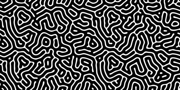 Intricate black and white abstract pattern resembling brain coral or organic forms