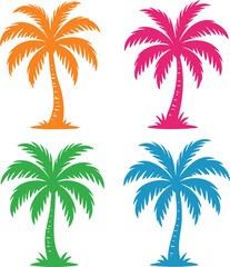 Set of palm tree transparent