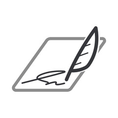 Isolated outline pictogram of paper and pencil icon, symbolizing stationery tools, education, school learning, writing, creativity, and academic study.