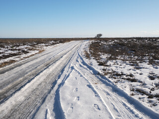トイトッキ浜の中を走る道