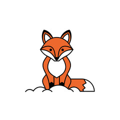 Obraz premium Cute Cartoon Fox Sitting on White Background.