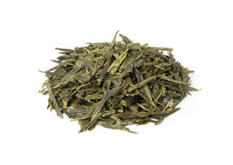 Green tea leaves macro texture