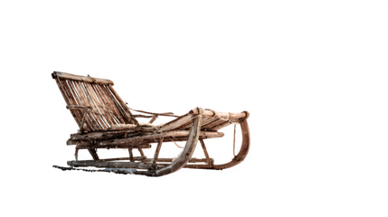 Vintage Sled in Snowy Winter Scene isolated on white background