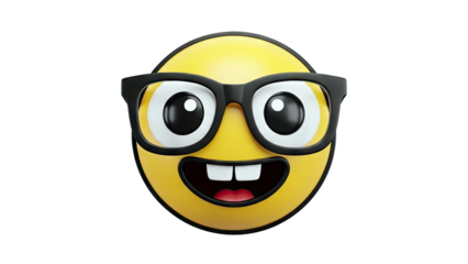 3D Nerd Emoji with Black Glasses