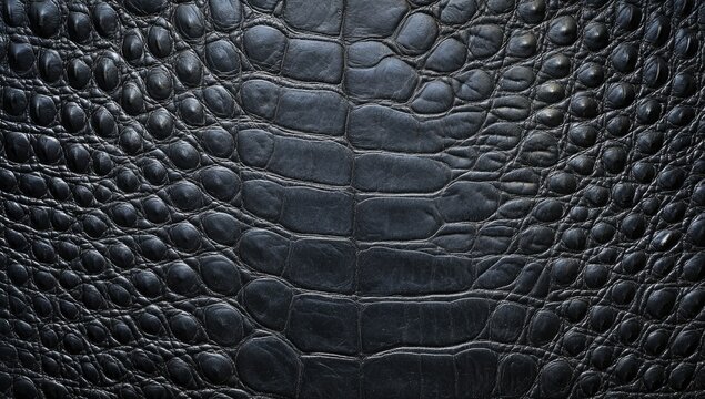 Close-up of black, textured crocodile skin pattern