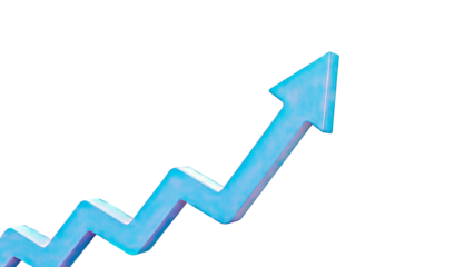 Blue arrow chart showing upward trend