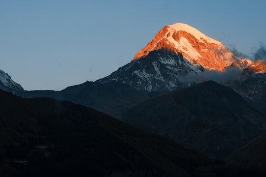 Mount Kazbek (Kazbegi) at Sunrise, Georgia