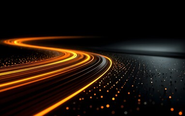 Fototapeta na wymiar A visualization of electricity or laser light traveling along a curved path.