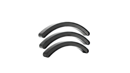 Three Black Arched Objects on White Background