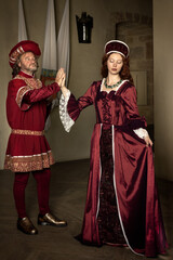 Medieval Renaissance couple court dance