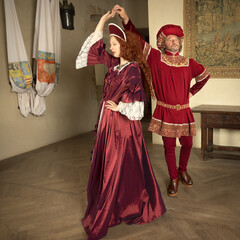 Medieval Renaissance couple during ball