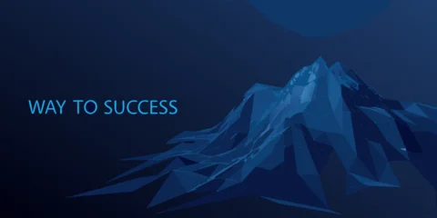 Fotobehang Nachtblauw A polygonal mountain landscape with the text way to success displayed  © Apurba
