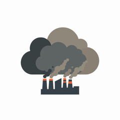 Isolated flat vector icon of city smog cloud, simple geometry, solid colors, white background.