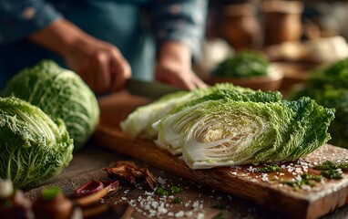 High-quality image of raw ingredients being handled on a dark wood surface, creating a warm and natural atmosphere.