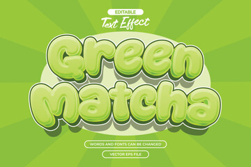 Green matcha editable text effect with comic background
