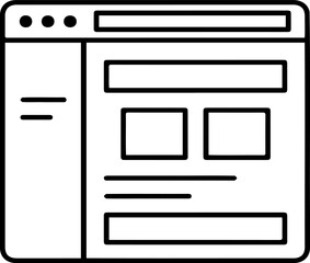 Minimalist Website Wireframe Illustration: Browser Interface Line Art for Web Design and UI UX Development