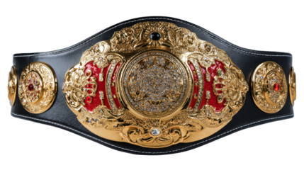 Luxury championship boxing belt with golden details symbolizing victory success power sports competition and professional achievement on white background