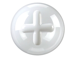 Obraz premium Glossy, white plus sign inside a spherical shape, against black