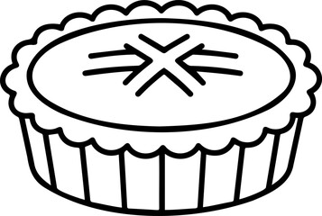 Minimalist Pie Line Art Illustration: Baked Pastry Icon for Bakery, Dessert, and Thanksgiving Design