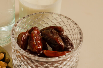 close up on a plate of dates, Ramadan food