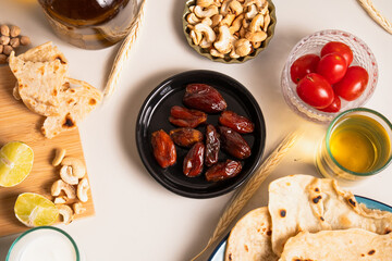 iftar meal during Ramadan, top view