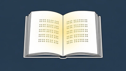 Obraz premium An open book with braille text on the pages against a dark blue background with reading and education and learning and accessibility and literacy
