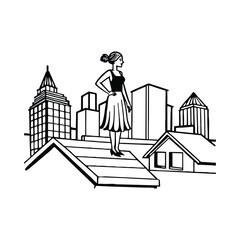 Woman standing rooftop silhouette