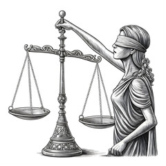elegant scale of justice in black and white