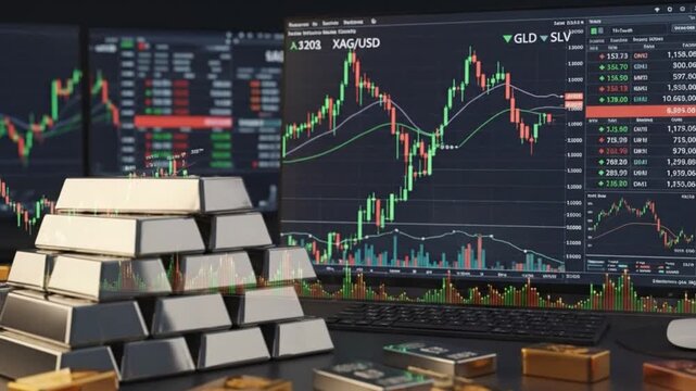 Precious Metal Trading Charts and Silver Gold Bullion Bars