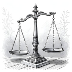 elegant scale of justice in black and white