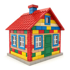 house made of colorful blocks bricks isolated on