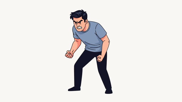 Angry Man Clenching Fists Depicting Frustration and Intense Emotion.