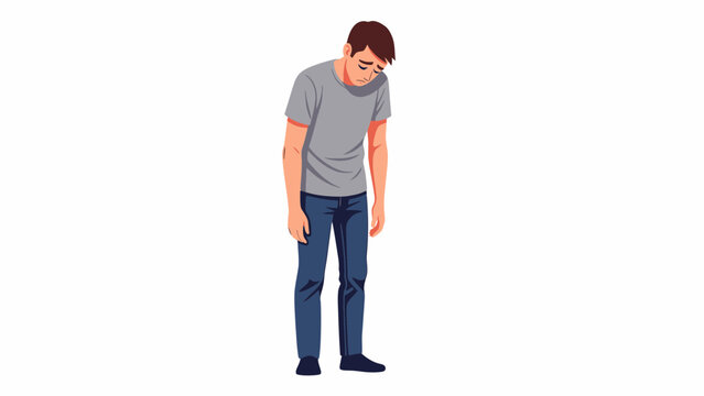 Illustration of a man with poor posture looking down.