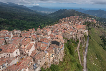 Aerial View of Geraci Siculo Old Town, Sicily, Italy