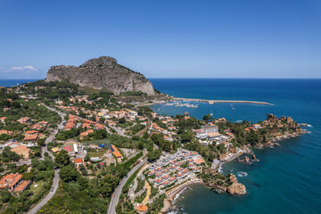 Daytime Aerial View of Cefal&ugrave; Coastline, Sicily