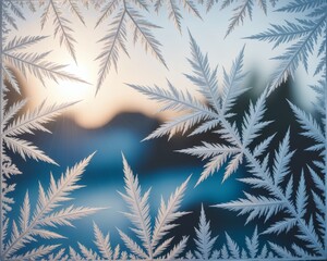 Obraz premium Frosty sunrise through winter window