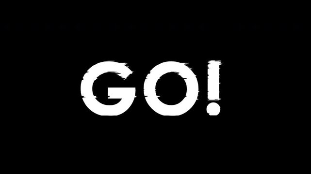 Text Go 123 glitch effect countdown animation 4k