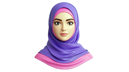 3D Render of a Woman Wearing a Purple and Pink Hijab