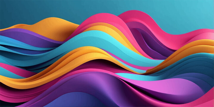 Abstract colorful wave background featuring vibrant rainbow curves and fluid motion lines in a stylish vector illustration template for a modern business banner or artistic wallpaper backdrop