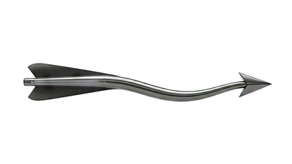 Black curved arrow with fins