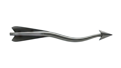 Black curved arrow with fins