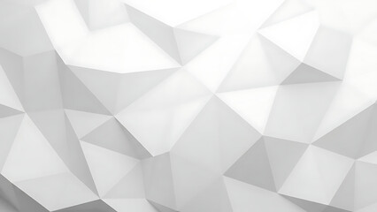A grayscale polygonal abstract background with geometric shapes and white highlights