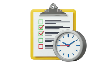 Clipboard with Checklist and Clock