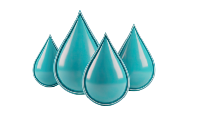 Four Aqua Blue Water Droplets