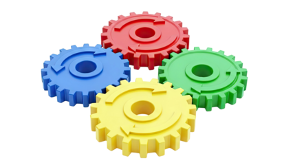 Interlocking Gears in Primary Colors