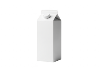 White milk carton isolated on transparent background