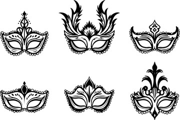 Mystical Masquerade: Ornate Venetian Mask Illustration Pack