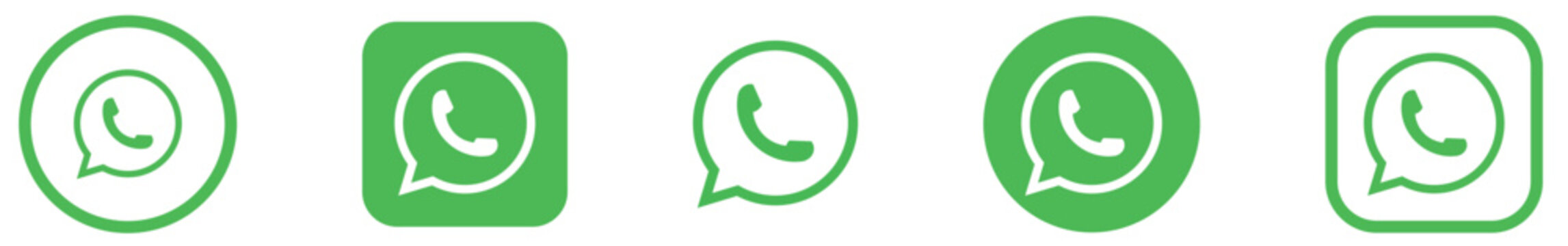 WhatsApp logo icon set, green chat symbols in rounded shapes