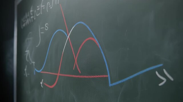 Mathematics on Blackboard, Mathematical Equations and Curves, Educational Concept